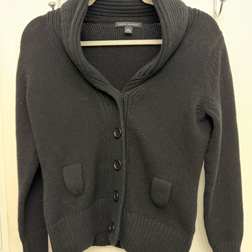 Banana Republic Black Button-Up Sweater